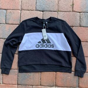 Adidas Black and White Cropped Sweatshirt